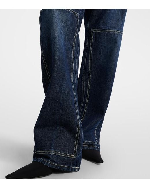Jean Paul Gaultier Blue Cutout High-Rise Wide-Leg Jeans
