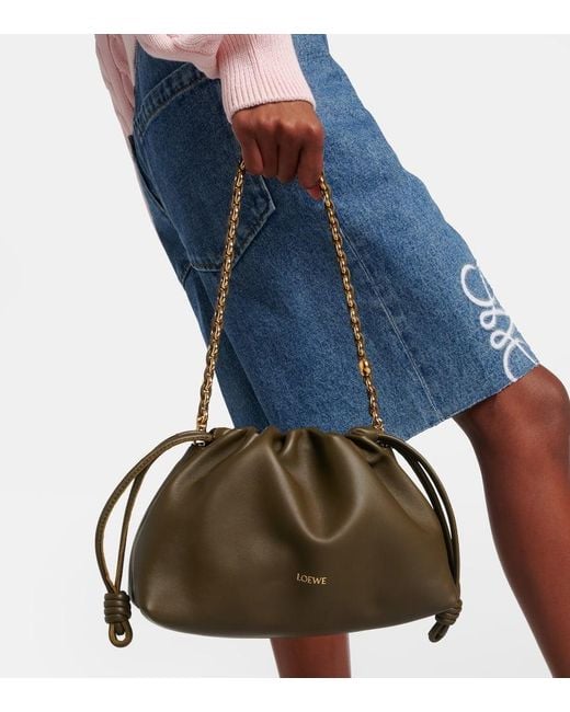 Borsa A Spalla Flamenco Medium di Loewe in Green