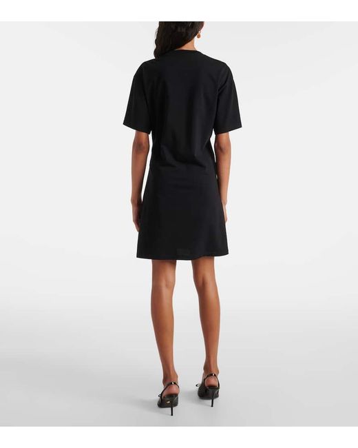 Versace Black Bedrucktes Minikleid Aus Baumwolle