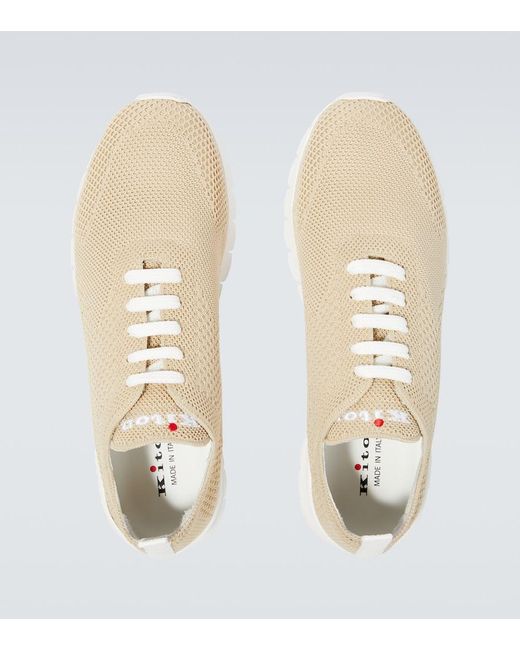 Kiton White Fits Knit Cotton Sneakers for men