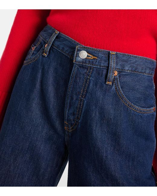 Re/done Blue Palazzo Mid-Rise Wide-Leg Jeans