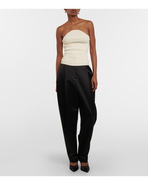 Khaite White Jericho Ribbed-Knit Bustier
