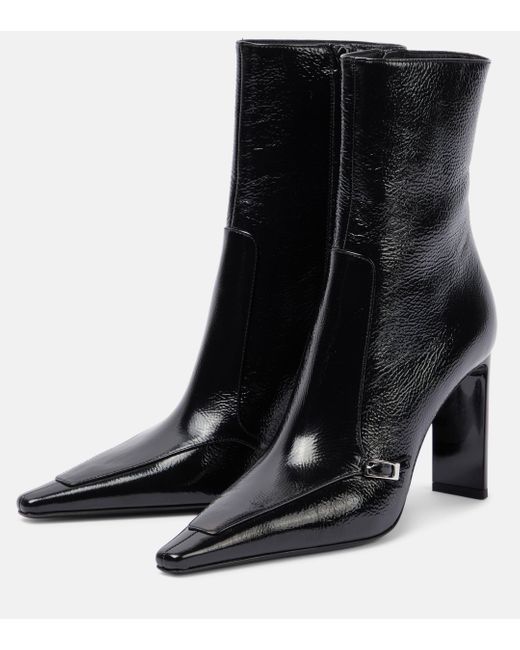 Saint Laurent Black Aston 95 Leather Ankle Boots