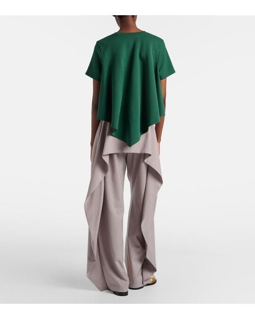 Loewe Natural Draped Wool Wide-Leg Pants