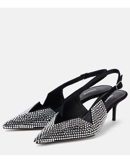 Coperni Black 65 Crystal-Embellished Leather Pumps