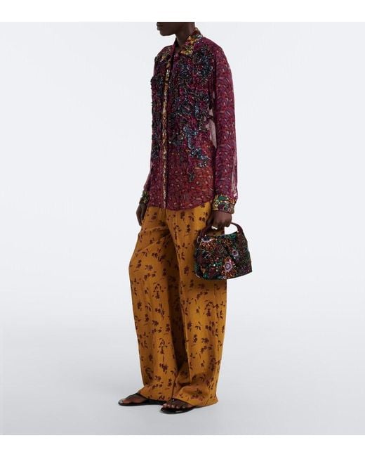 Dries Van Noten Black Small Sequined Top-Handle Bag