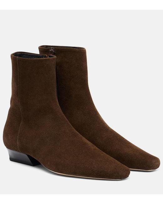 Staud Brown Wally Suede Ankle Boots