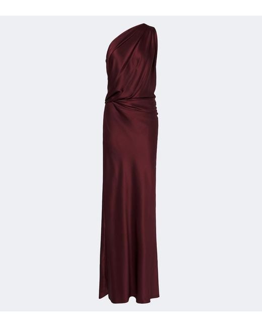 The Sei Purple Draped One-Shoulder Silk Satin Gown