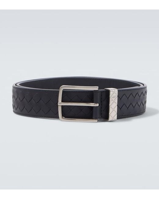 Bottega Veneta Black Intreccio Loop Leather Belt for men