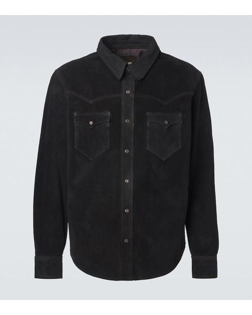 RRL Black Suede Western Shirt for men