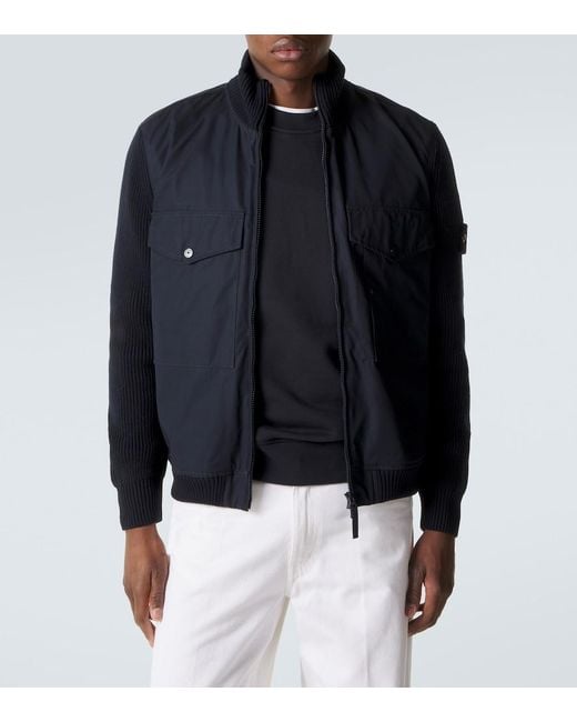 Stone Island Blue Compass Cotton Bomber Jacket for men