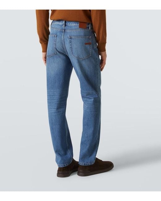 Zegna Blue Roccia Straight Jeans for men
