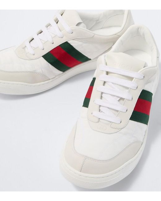 Gucci White Screener Leather-Trimmed Sneakers for men