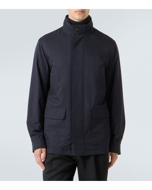 Zegna Blue Twill Field Jacket for men