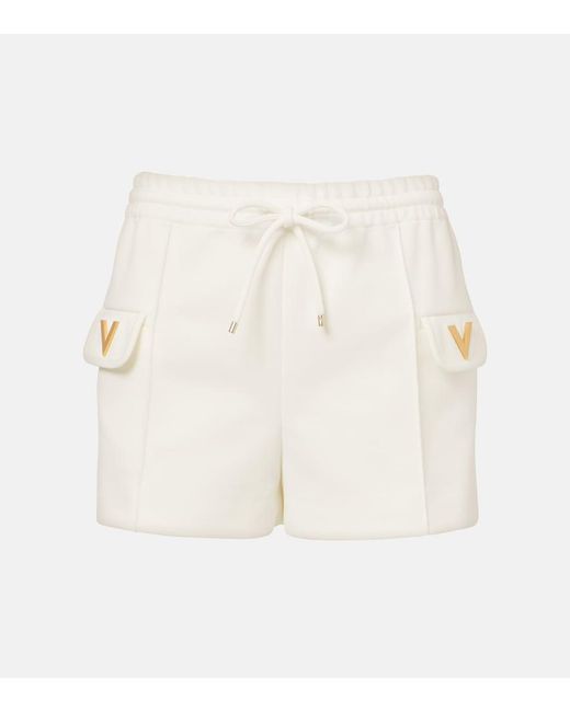 Valentino White Vgold Jersey Shorts