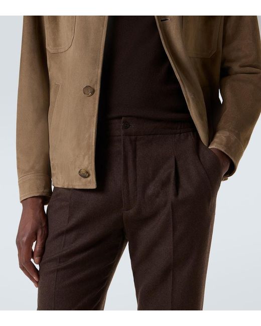 Pantalones Tapered De Franela De Lana Virgen Rubinacci de hombre de color Brown