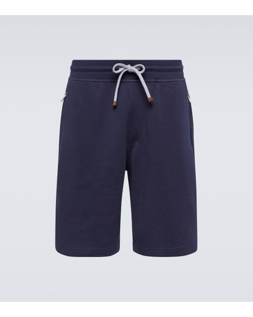 Brunello Cucinelli Blue Cotton-blend Shorts for men