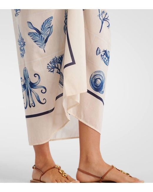 Agua Bendita Blue Lavanda Cotton And Silk Beach Cover-Up