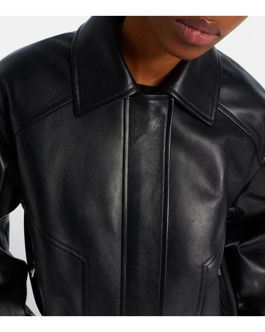 Versace Black Leather Blouson Jacket