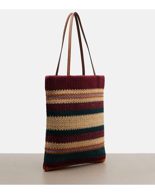 Miu Miu Red Woven Raffia-Effect Shopper