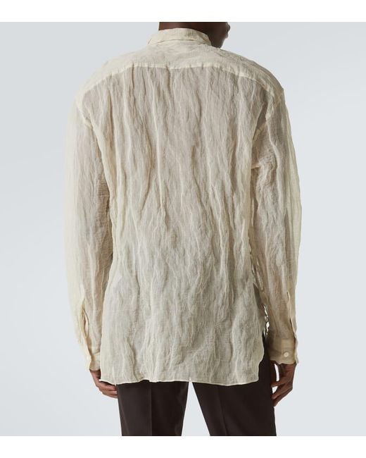 Camisa De Lame De Mezcla De Algodon Y Seda Dries Van Noten de hombre de color White