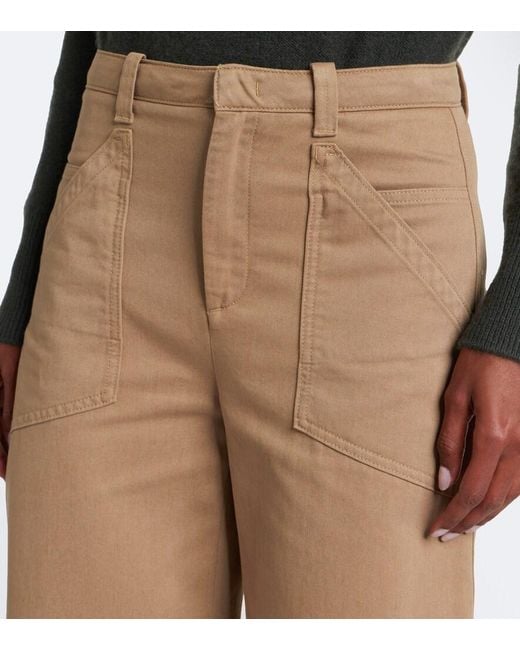 Vince Natural Cropped Cotton Twill Barrel-Leg Pants