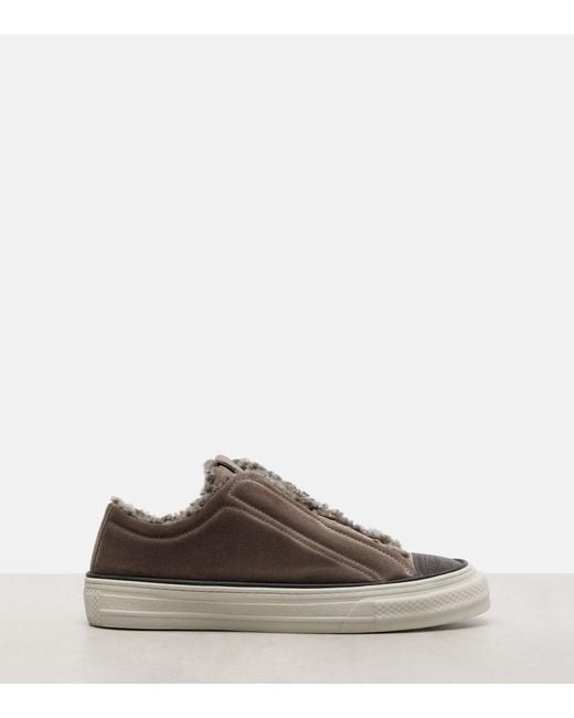 Brunello Cucinelli Brown Monili Suede Slip-On Shoes