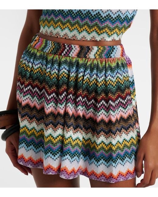 Missoni Red Zigzag Lame Bermuda Shorts