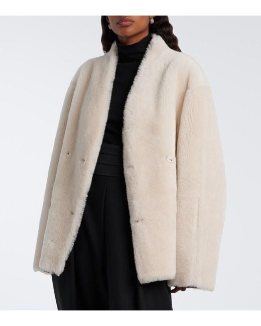 Loulou de Saison White Catherine Reversible Shearling Jacket