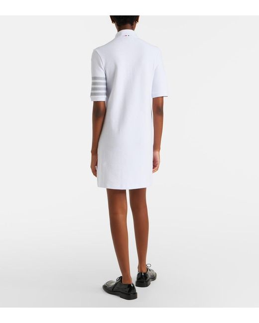 Thom Browne White 4-Bar Cotton Pique Polo Dress