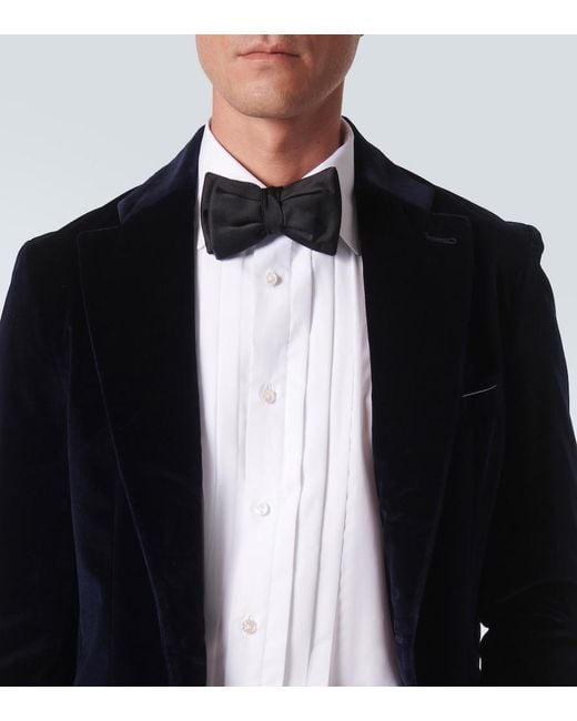Rubinacci White Pleated Cotton Tuxedo Shirt for men