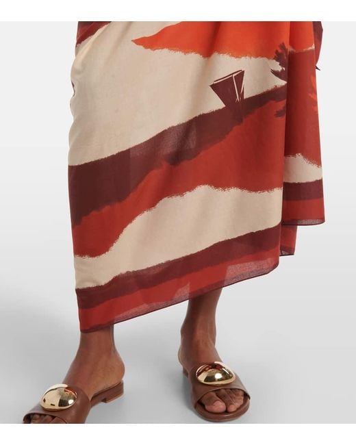 Johanna Ortiz Red Sailing Landscapes Cotton Beach Cover-Up