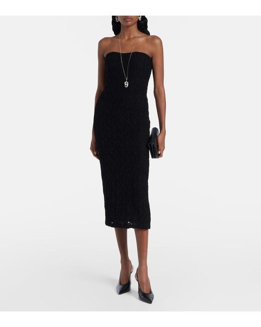 Max Mara Black Elegante Luciana Strapless Midi Dress