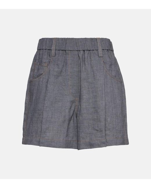 Shorts de lino Brunello Cucinelli de color Gray