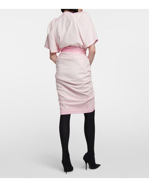 Y. Project Pink Embroidered Cotton Terry Miniskirt