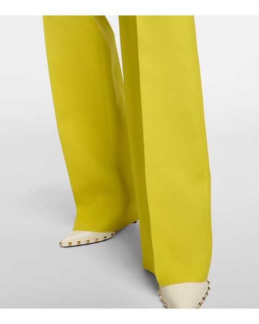 Valentino Yellow Crepe Couture High-Rise Straight Pants