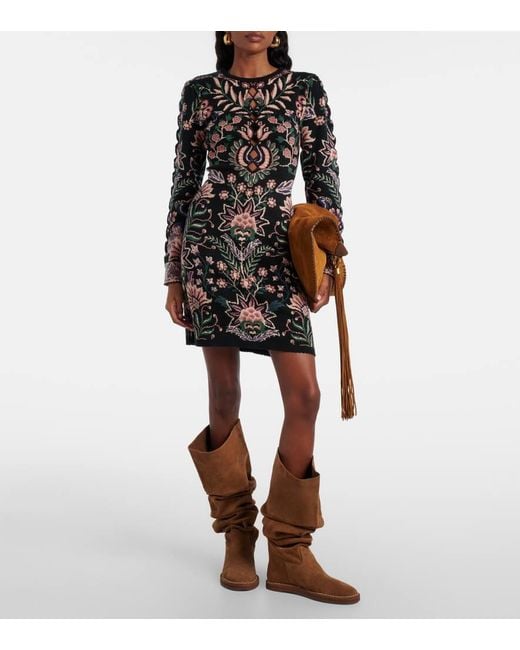 Farm Rio Black Marvelous Garden Minidress