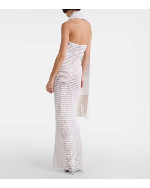 Alaïa White Scarf-detail Maxi Dress