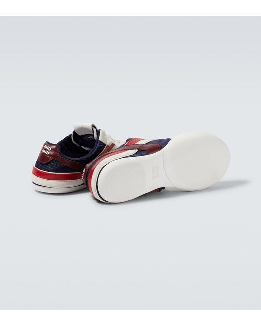 Miu Miu Blue Gymnasium Suede-Trimmed Sneakers for men