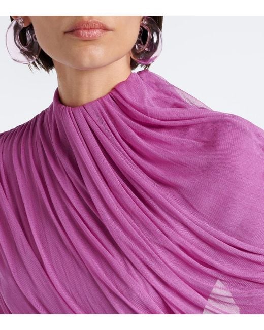 Christopher Esber Pink Veil Draped Caped Minidress