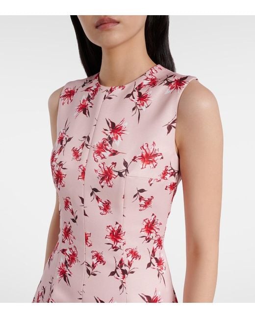 Emilia Wickstead Pink Mara Floral Faille Taffeta Midi Dress