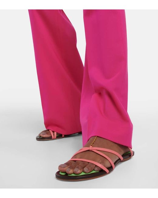 Jacquemus Multicolor Leder Sandalen mit Gold Logo Charme