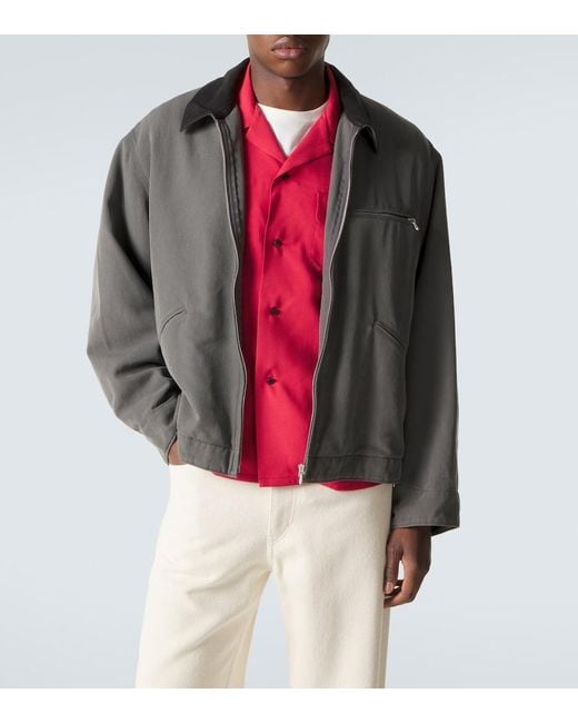 A.PRESSE Gray Vintage Cotton And Silk Twill Jacket for men