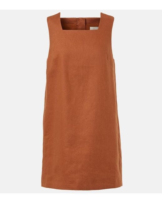 Posse Brown Rio Linen Shift Dress