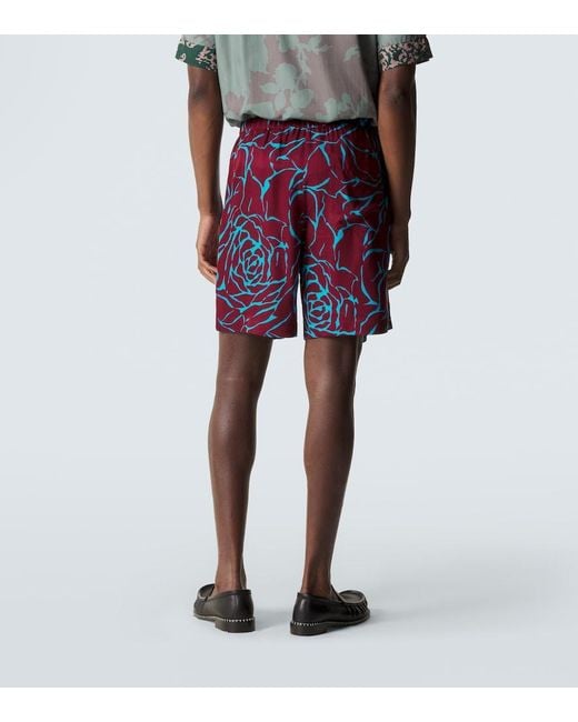 Dries Van Noten Blue Floral Shorts for men