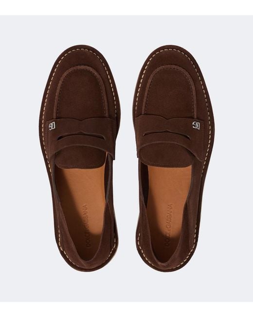 Dolce & Gabbana Brown New Florio Ideal Leather Penny Loafers for men