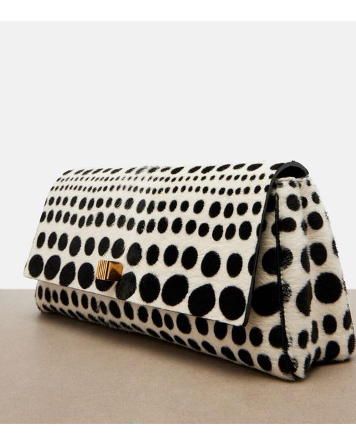 Khaite Black Audrey Polka-Dot Calf Hair Clutch