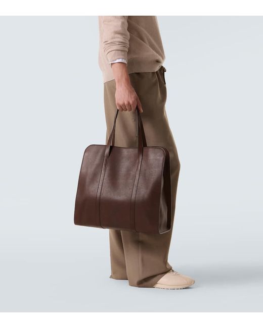 The Row Brown Ben Leather Tote Bag for men