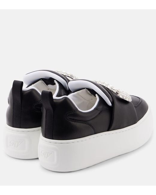 Roger Vivier Black Puffy Choc Leather Platform Sneakers