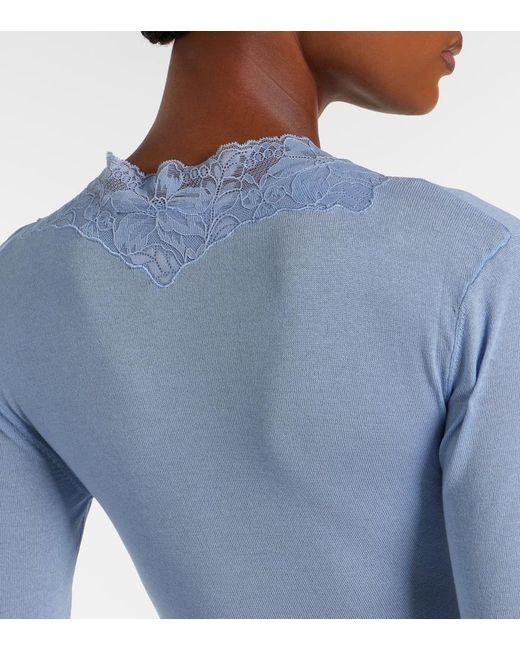 AYA MUSE Blue Lace-Trimmed Maxi Dress
